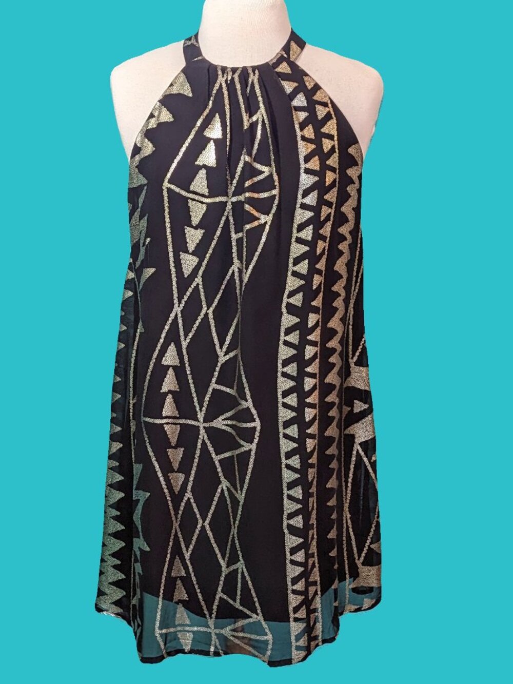 One Clothing Los Angeles Chiffon Geometric Swing Dress Size M Preowned